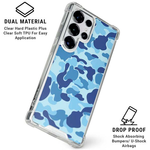 Light Blue Street Camo Galaxy S25 Ultra Clear Case